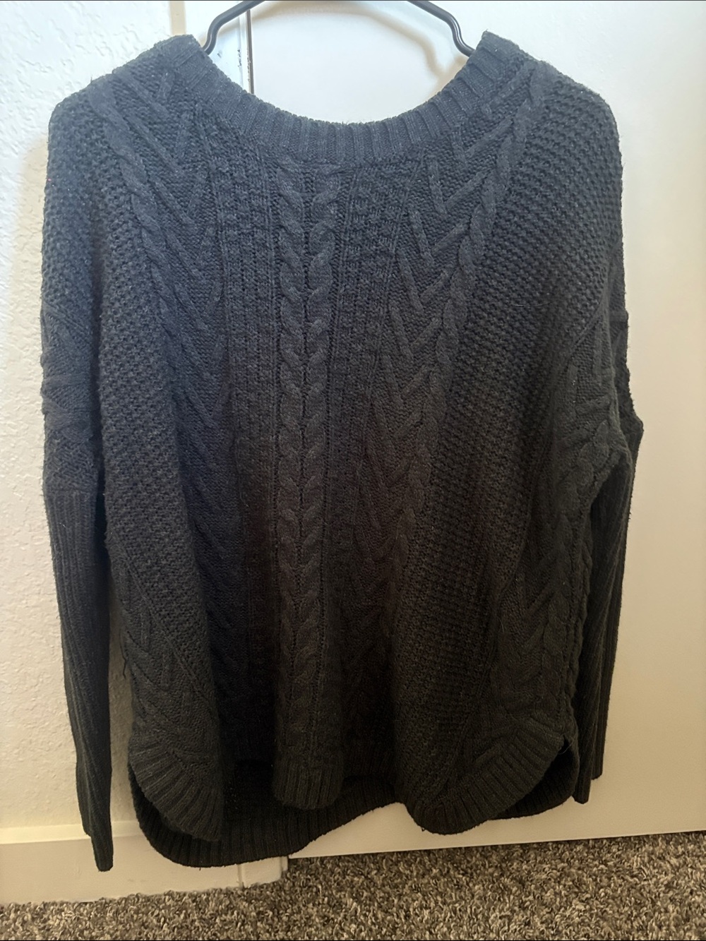 Natural Reflections Charcoal Cable Knit Crewneck Sweater